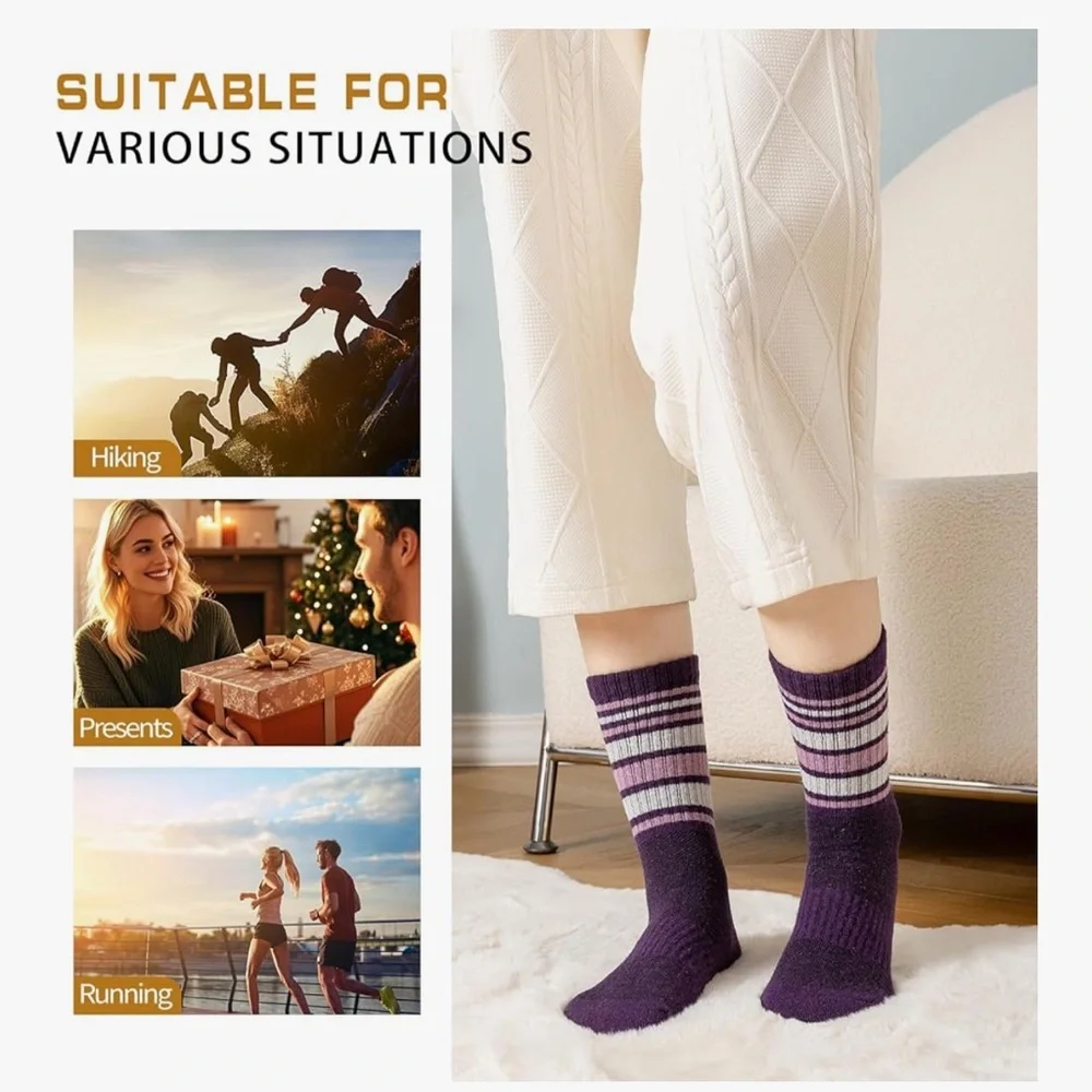 🆕 Wool Socks for Women - Hiking Womens Socks 5 Pairs, Thermal
